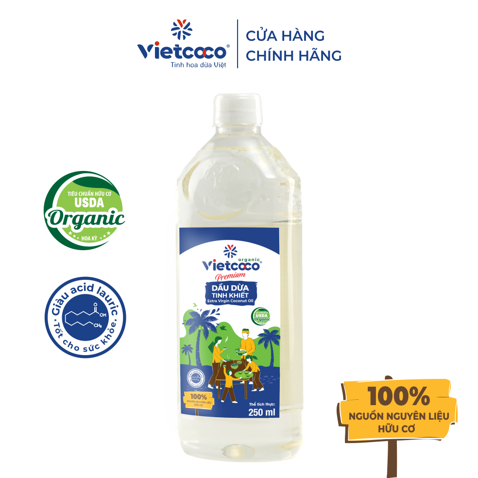 Dầu dừa tinh khiết Premium Organic VIETCOCO - 250ml